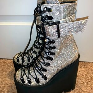 Rhinestone Platform Boots